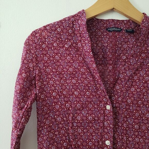 American Eagle Outfitters Button Down Bohemian Top Purple XS - Picture 6 of 6